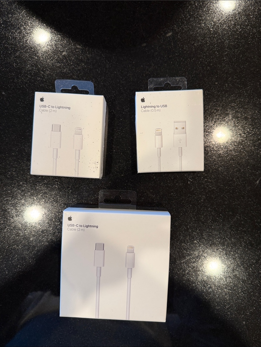 Apple USB-C to Lightning & Lightning to USB Cables – White Apple Packaging